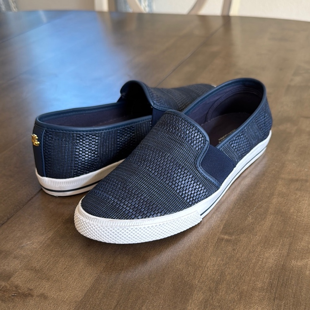 Lauren Ralph Lauren Blue and White Loafers for Effortless Style runs small